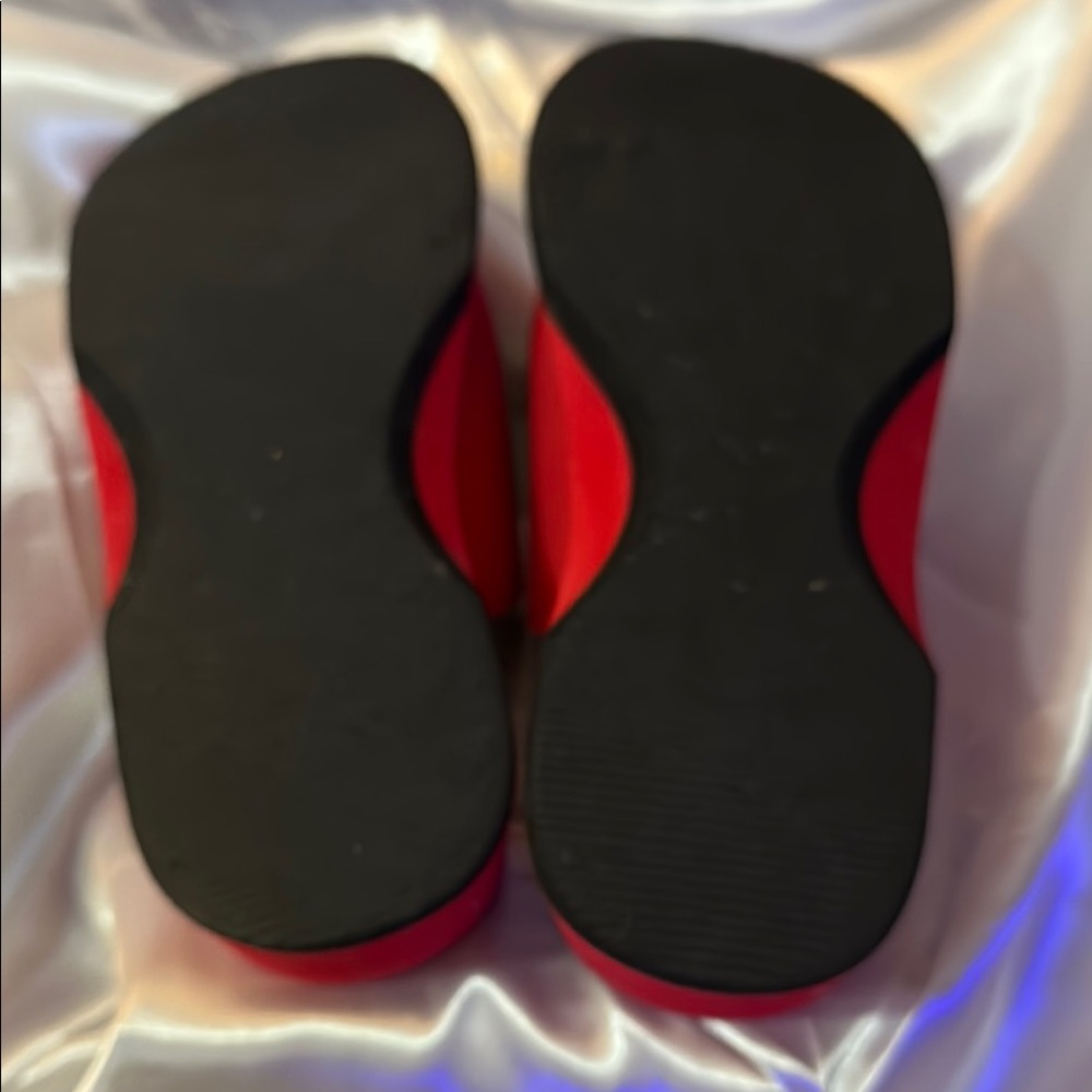 TOMS Red Embroidered Slide Sandals - Picture 4 of 5